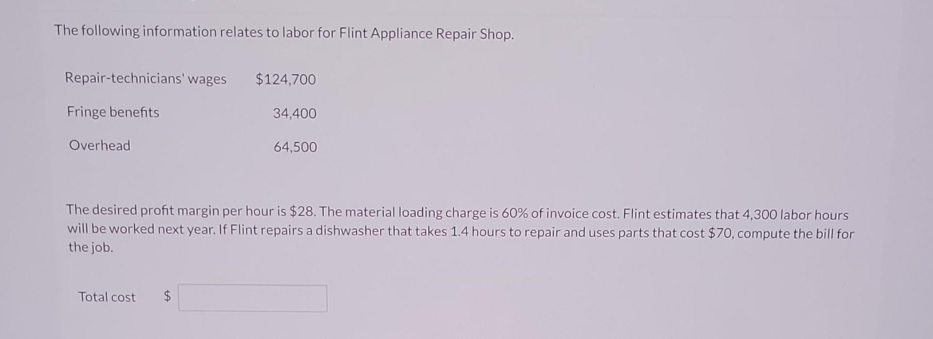 Solved The following information relates to labor for Flint