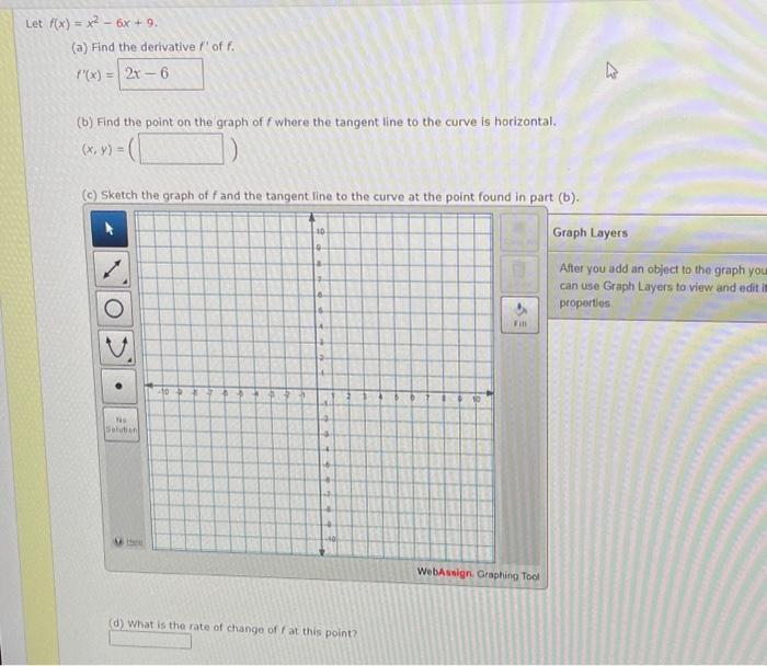 Solved f(x)=x2−6x+9 (a) Find the derivative f′ of f. f′(x)= | Chegg.com