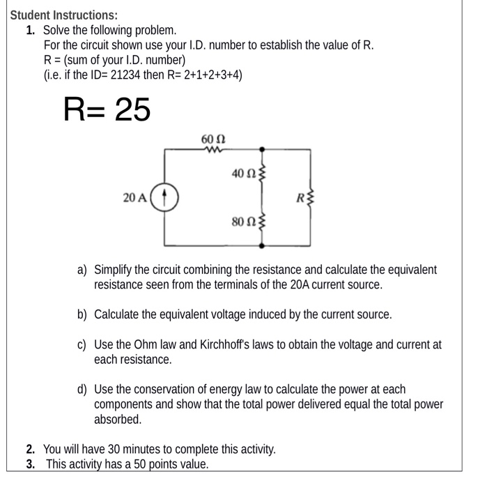 Solved 1.Solve The Following Problem.For The Circuit Shown | Chegg.com