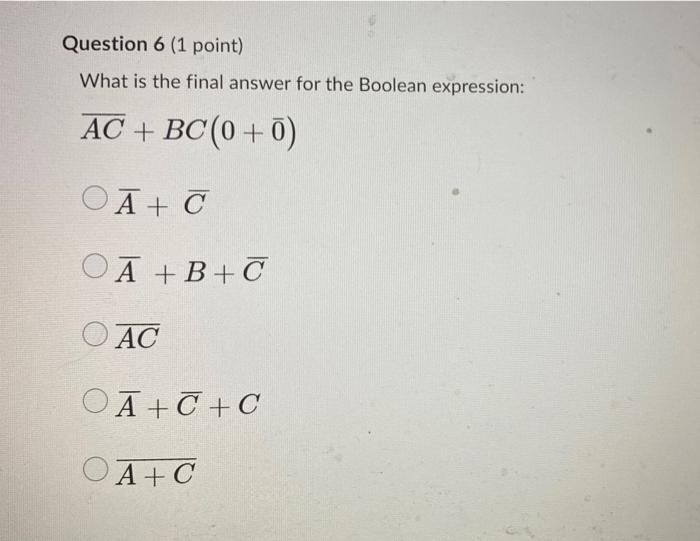 Solved Question 5 (1 point) What is the final answer for the | Chegg.com