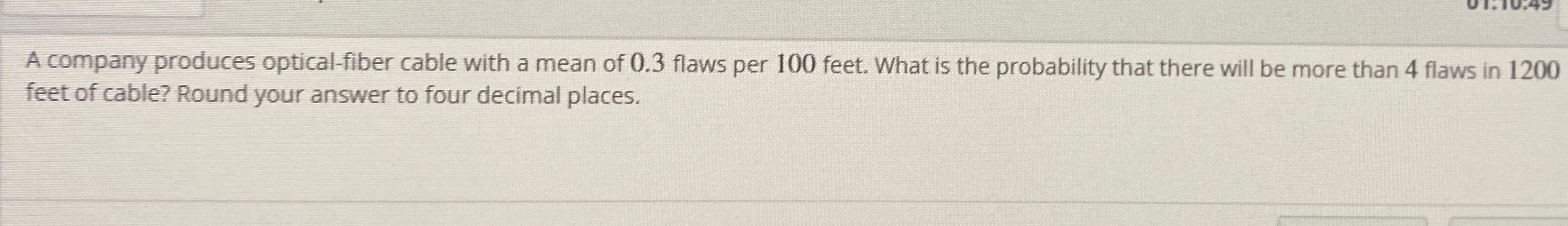 Solved A company produces optical-fiber cable with a mean of | Chegg.com