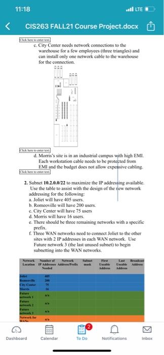 11:17 1 LTED CIS263 FALL21 Course Project.docx 1. | Chegg.com