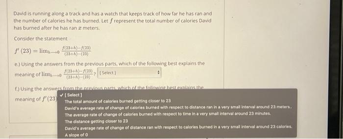 Solved David is running along a track and has a watch that | Chegg.com