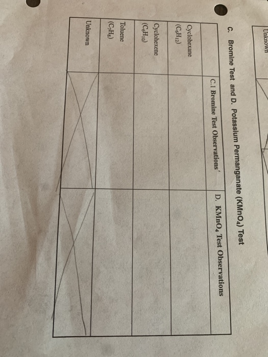 Solved C. Bromine Test And D. Potassium Permanganate (kmnon) 