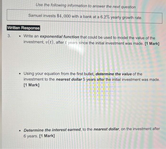 Solved Use the following information to answer the next | Chegg.com