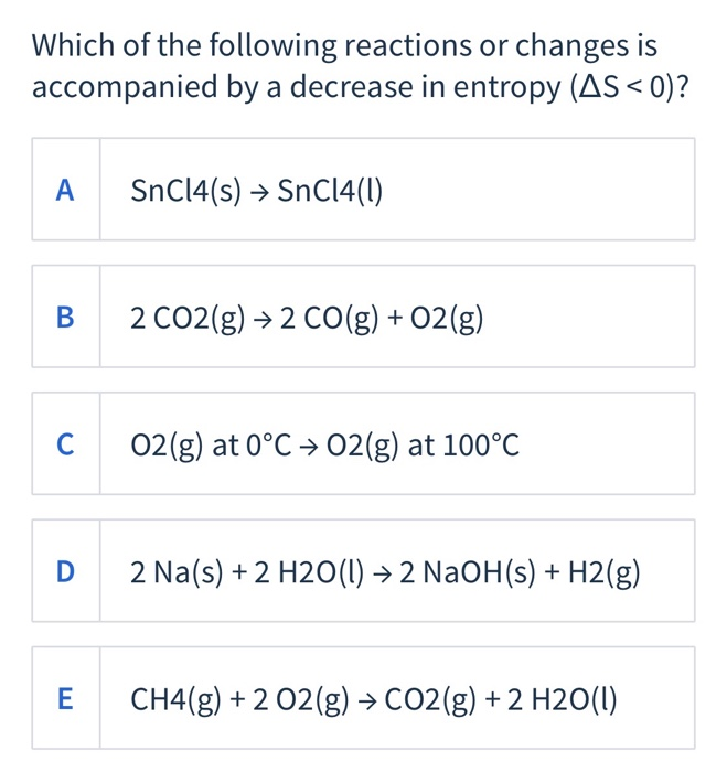 Solved Which of the following reactions or changes is | Chegg.com