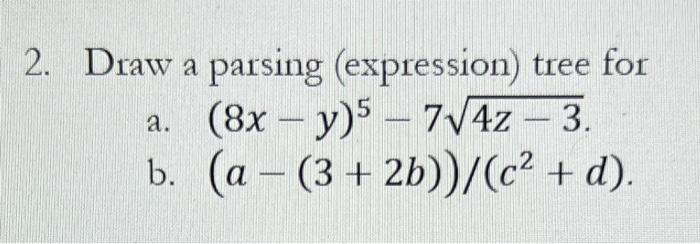 Solved 2. Draw A Parsing (expression) Tree For A. | Chegg.com