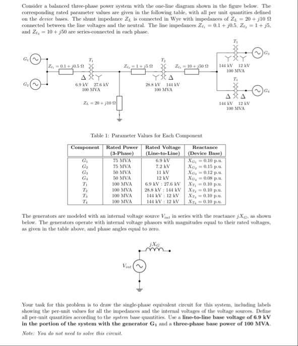 Solved Consider a balanced three-phase power system with the | Chegg.com