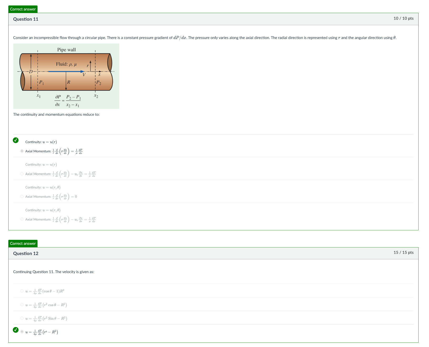 Solved Question 11The continuity and momentum equations | Chegg.com