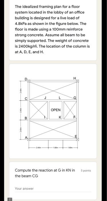 Solved The idealized framing plan for a floor system located | Chegg.com