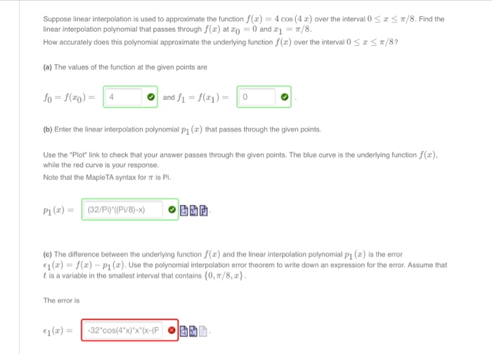 Solved Suppose linear interpolation is used to approximate | Chegg.com
