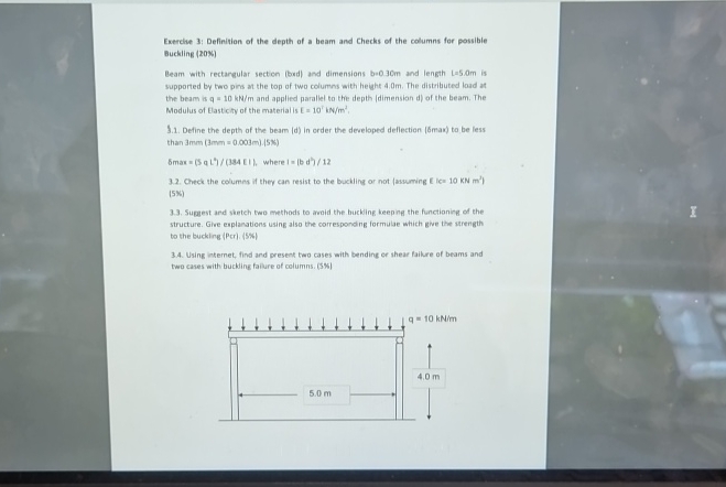 Solved Exerche 3: Definition of the depth of a beam and | Chegg.com