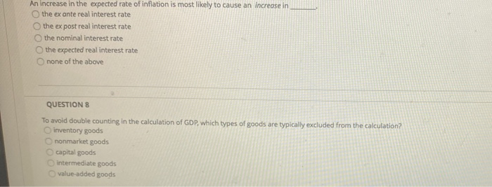 Solved An increase in the expected rate of inflation is most | Chegg.com