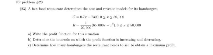Solved For problem #23 (23) A fast-food restaurant | Chegg.com