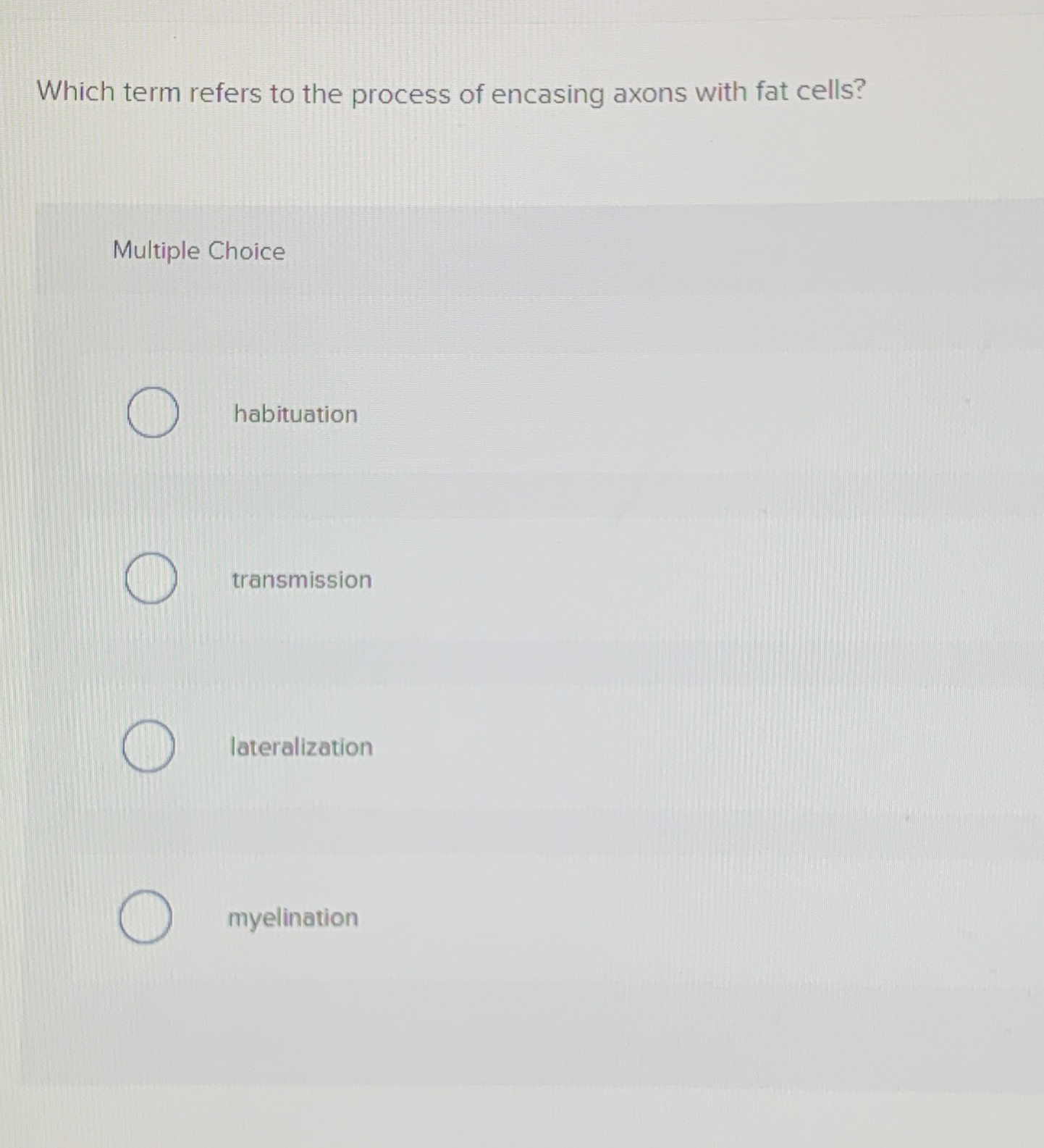 Solved Which term refers to the process of encasing axons | Chegg.com