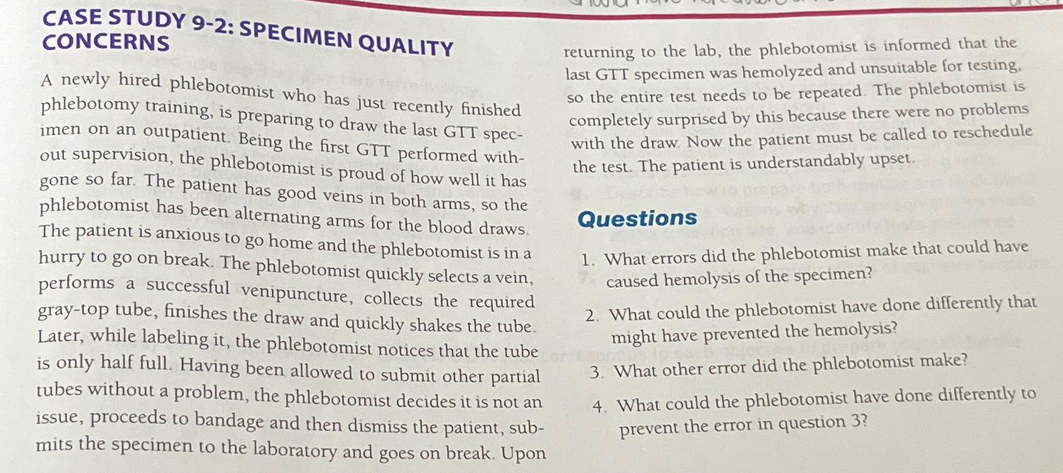 case study 9 2 specimen quality concerns