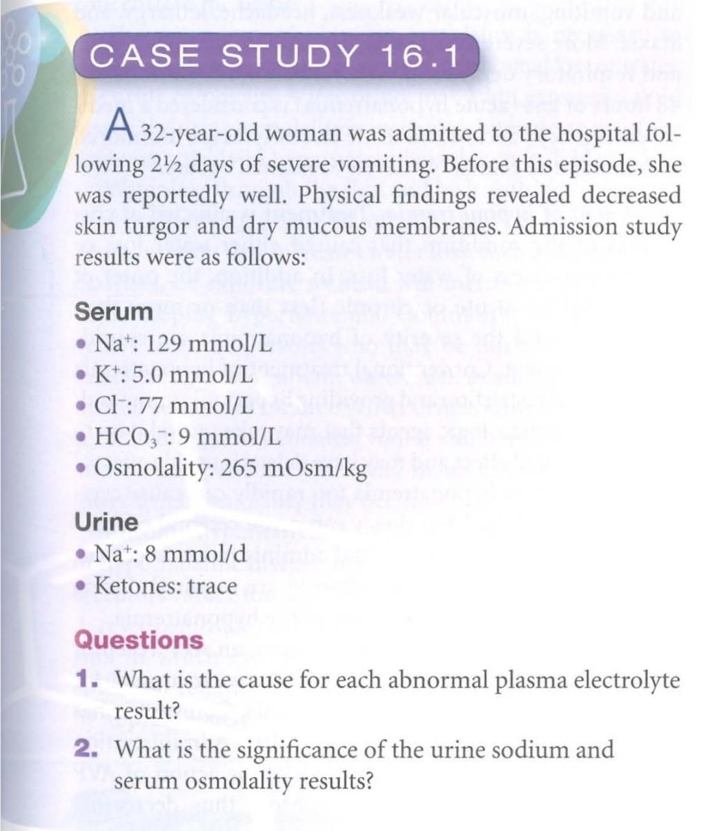 Solved CASE STUDY 16.1 A 32-year-old woman was admitted to | Chegg.com