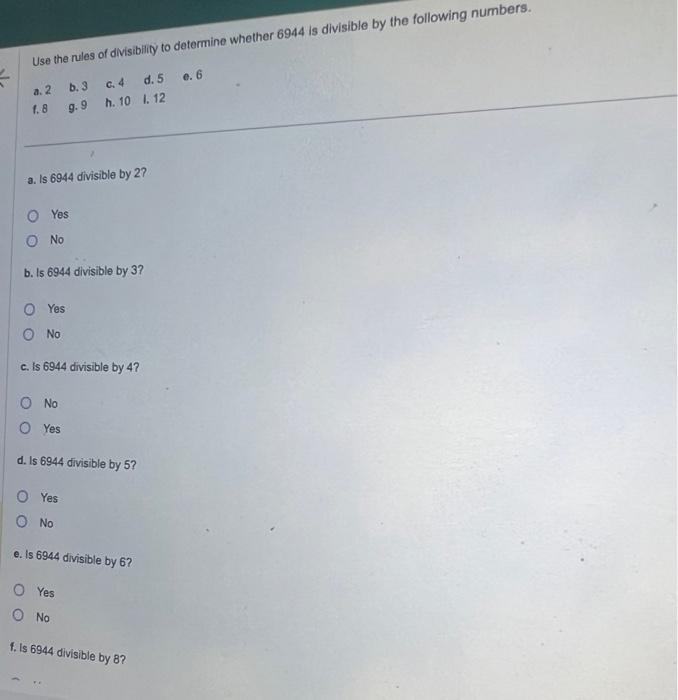 Solved Use The Rules Of Divisibility To Determine Whether | Chegg.com