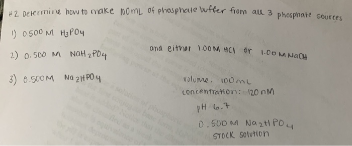 Solved how to make 100ml of phosphate buffer with the | Chegg.com