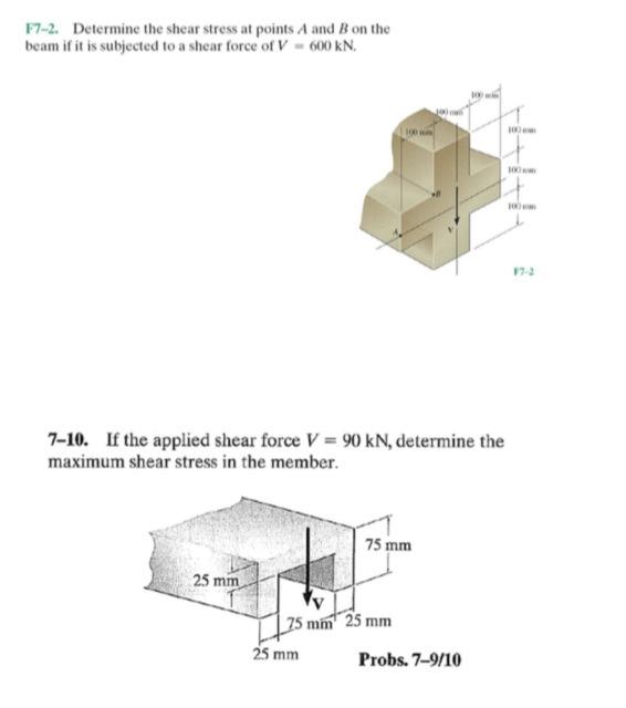 Solved F7-2. Determine the shear stress at points A and B on | Chegg.com