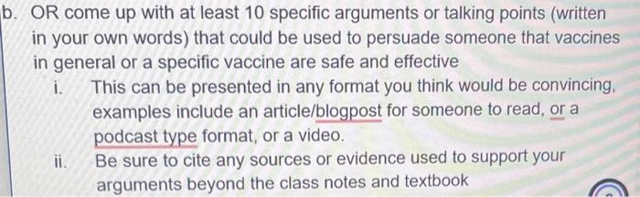 Solved OR come up with at least 10 specific arguments or | Chegg.com