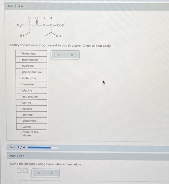 Solved Part 1. Identify The Amino Acids Present In This | Chegg.com