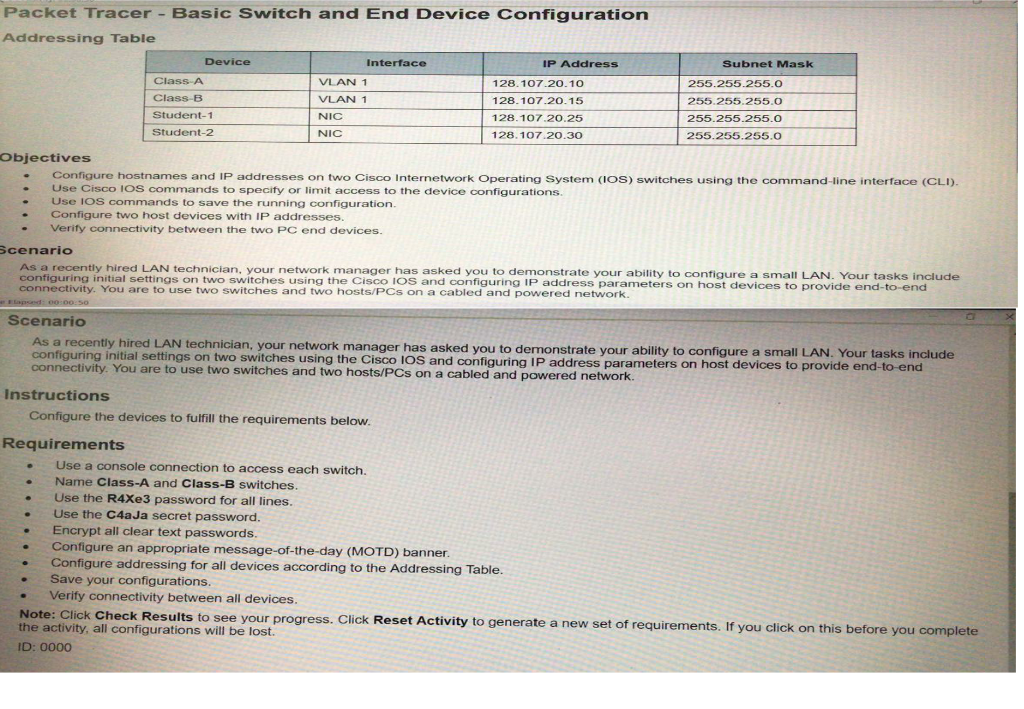 Packet Tracer - Basic Switch and End Device | Chegg.com