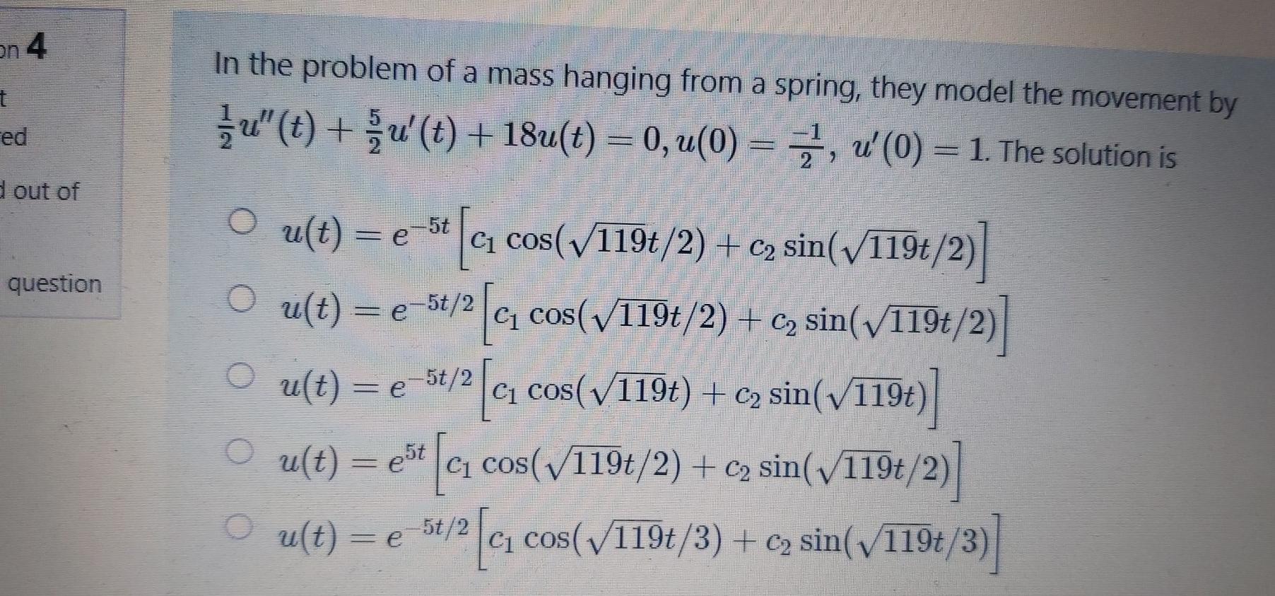 Solved on 4 t red In the problem of a mass hanging from a | Chegg.com