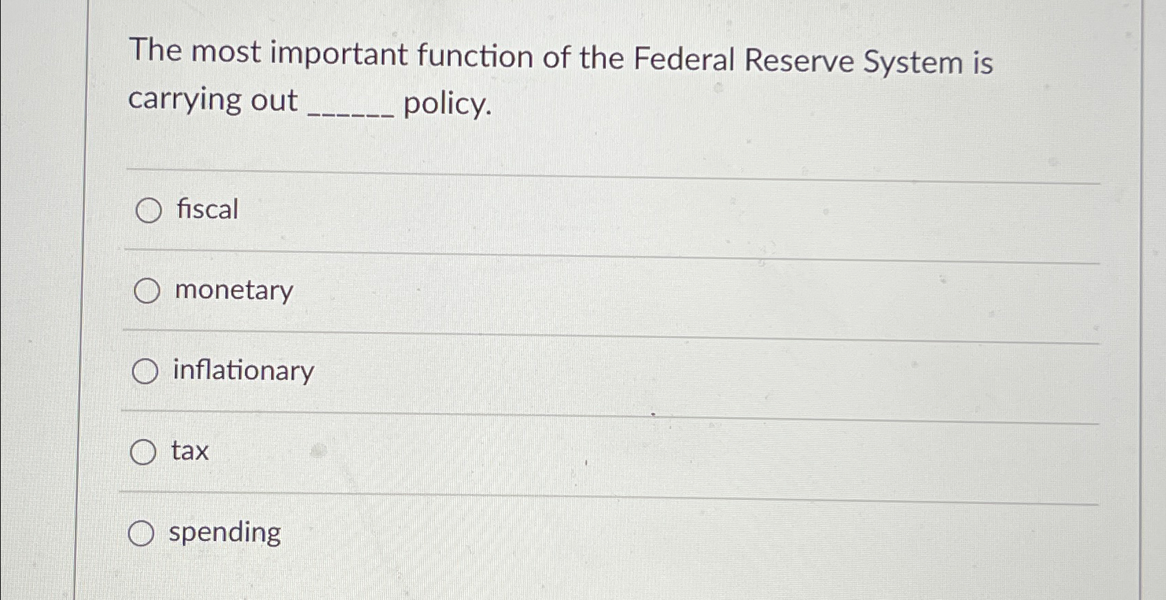 Solved The Most Important Function Of The Federal Reserve | Chegg.com