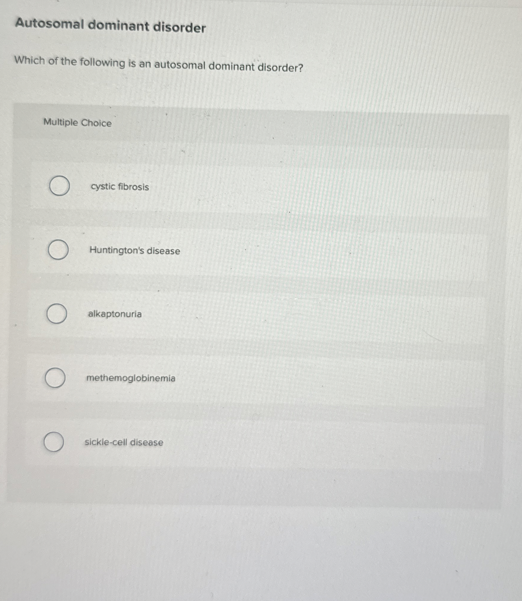 Solved Autosomal dominant disorderWhich of the following is | Chegg.com