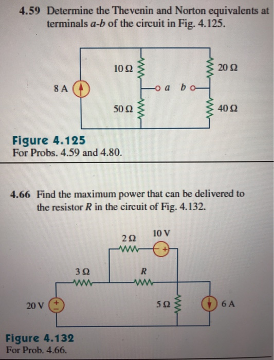 Solved 4.59 Determine the Thevenin and Norton equivalents at | Chegg.com