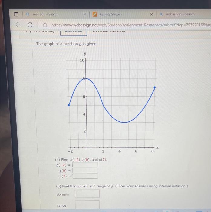 Solved The graph of a function g is given. (a) Find | Chegg.com