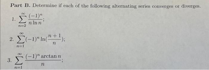 Solved Part B. Determine if each of the following | Chegg.com