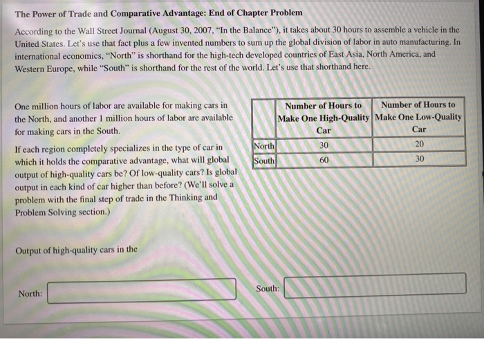 Solved The Power of Trade and Comparative Advantage: End of | Chegg.com