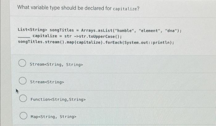 Solved What variable type should be declared for capitalize? | Chegg.com