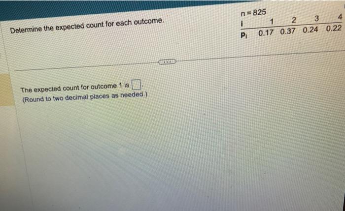 Solved Determine the expected count for each outcome. The | Chegg.com