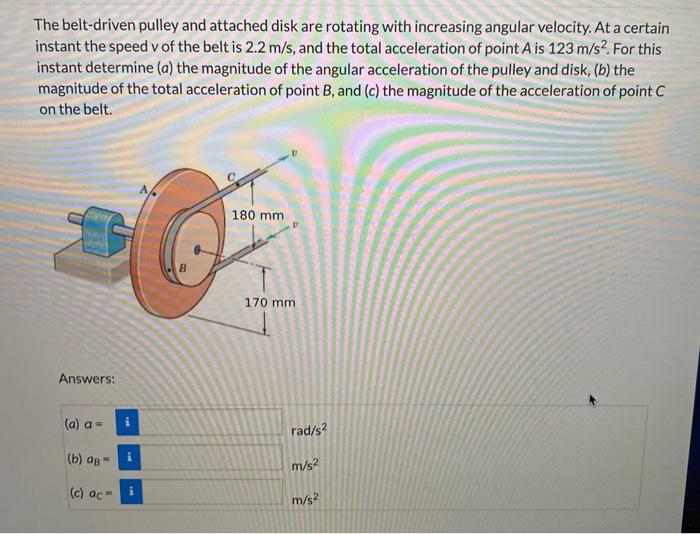 Solved The beltdriven pulley and attached disk are rotating
