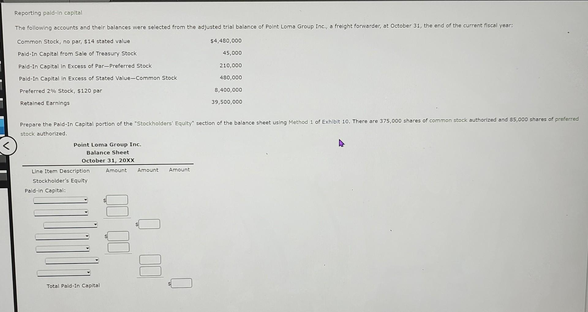 Solved Reporting paid-in capital Common Stock, no par, $14 | Chegg.com