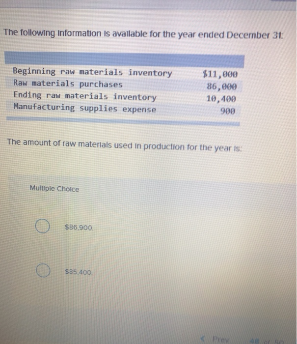 Solved The following Information is available for the year