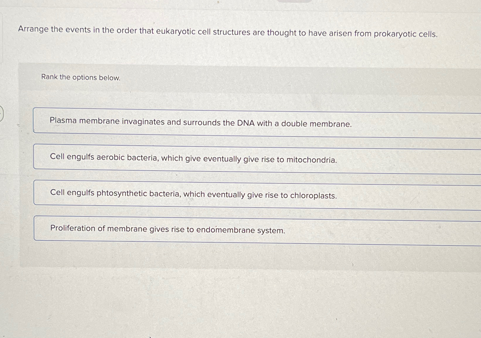 Solved Arrange The Events In The Order That Eukaryotic Cell | Chegg.com