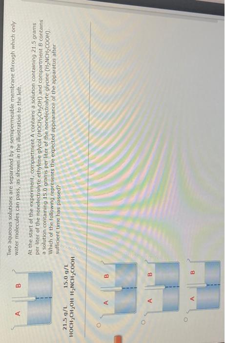 Solved Two Aqueous Solutions Are Separated By A | Chegg.com