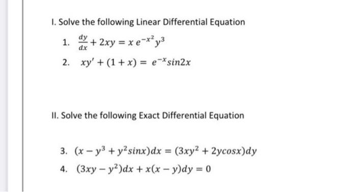 Solved 1. Solve the following Linear Differential Equation | Chegg.com