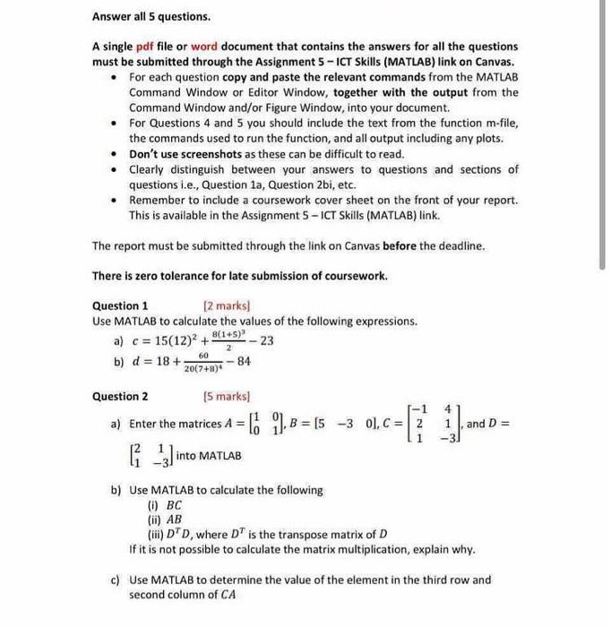 Solved Answer all 5 questions. A single pdf file or word | Chegg.com