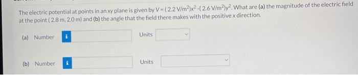 Solved The electric potential at points in an xy plane is | Chegg.com