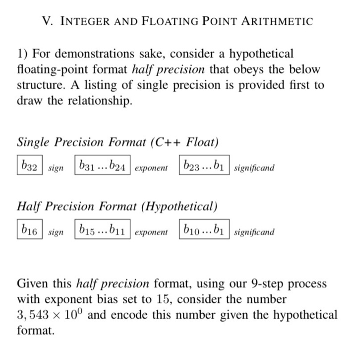 V. INTEGER AND FLOATING POINT ARITHMETIC 1) For | Chegg.com