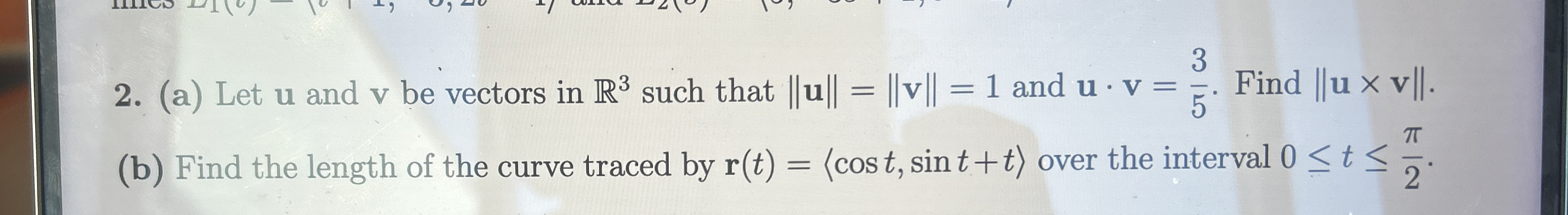 Solved (a) ﻿Let u ﻿and v ﻿be vectors in R3 ﻿such that | Chegg.com