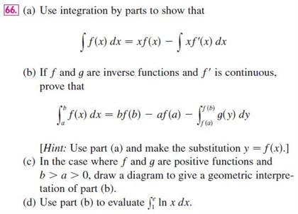 Use Integration By Parts To Show That F X Dx Xf Chegg Com