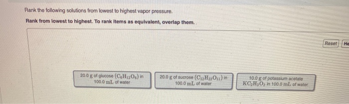 Solved Rank The Following Solutions From Lowest To Highest | Chegg.com