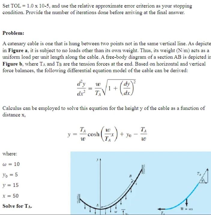 Solved Using REGULA-FALSI method, FIND TA, the MATLAB | Chegg.com