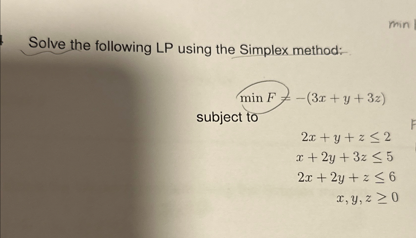 Solved Solve The Following Lp Using The Simplex